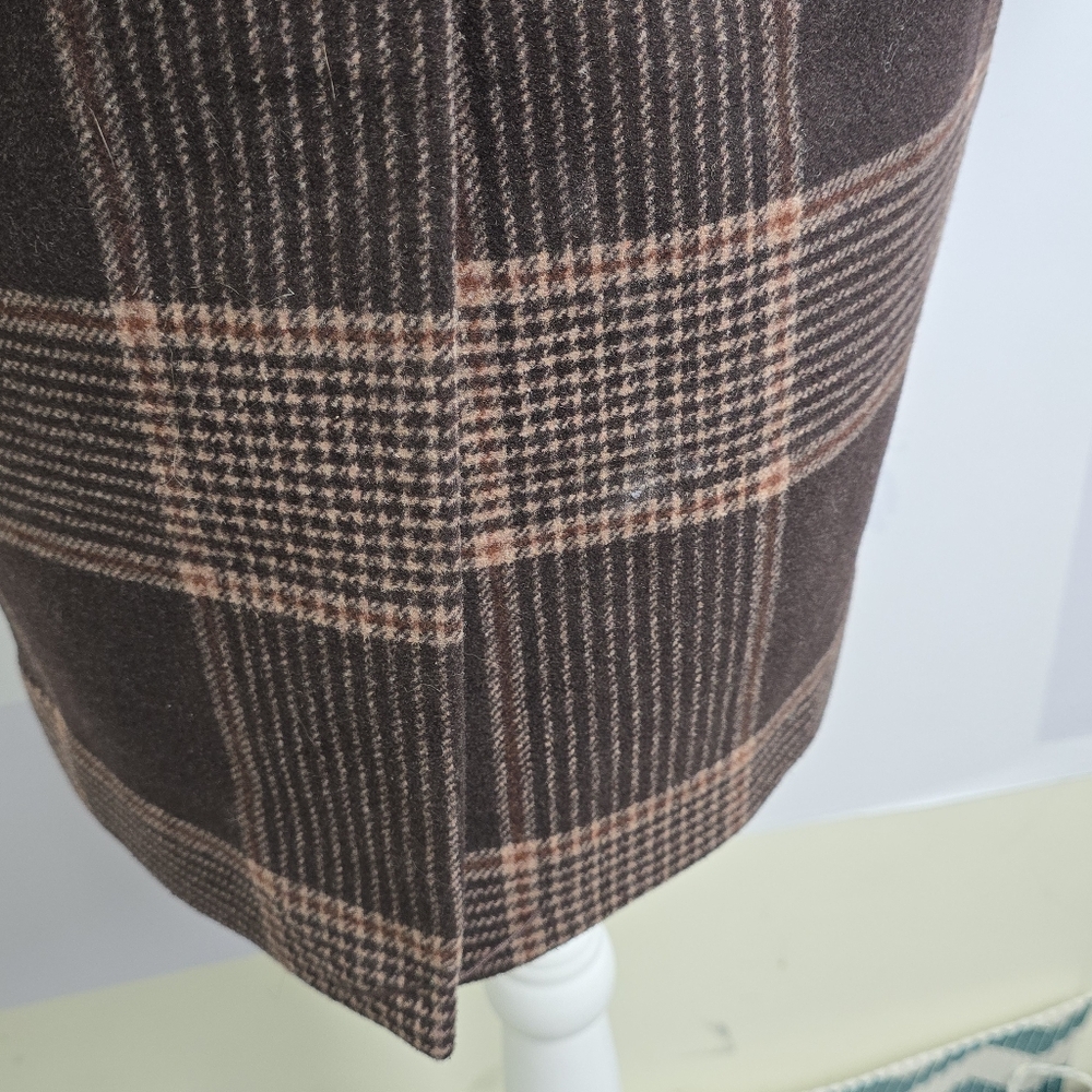 Abercrombie & Fitch Women Brown Houndstooth Gingham Wool Blend Jacket, Sz XXS - Picture 5 of 7